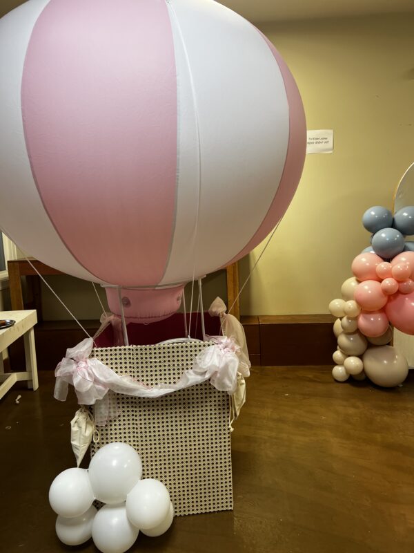 Hot air balloon pink with basket